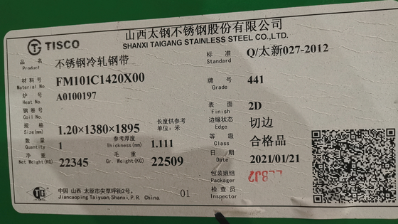 0.5mm 441 DIN 1.4509 Cermin Finish Stainless Steel Sheet Untuk Sistem Pembuangan