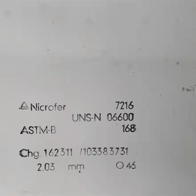 Paduan ASTM B166 Nikel Inconel 600 Plat / Hastelloy 600 Lembar