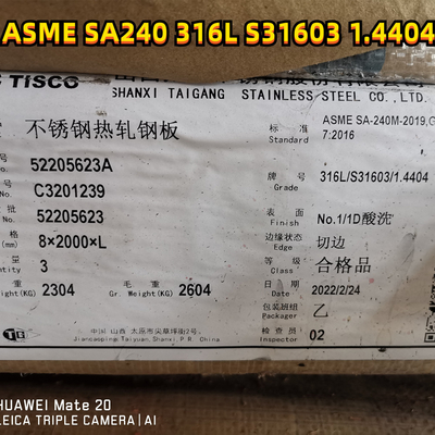 Ferrite Stainless Steel 316L Round Plate Dengan Ketebalan Kurang Dari 2% 3 &quot;1.4404 100mm