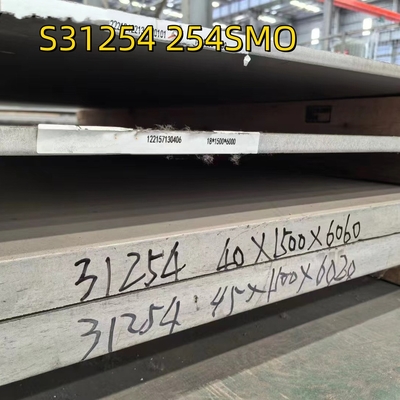 ASTM A240 SS 254SMO S31254 Tepi 6mm x 4' x 8 Lembar baja tahan karat DIN 1.4547 F44 40*1500*6000MM
