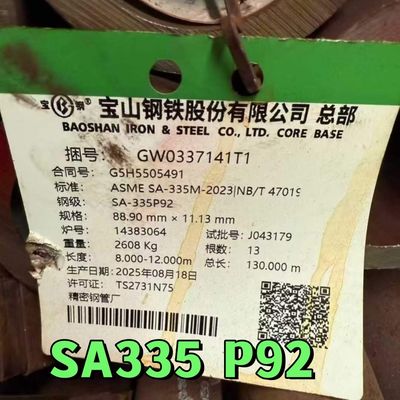 Pipa Baja Paduan Feritik Seamless Tarik Dingin ASME A335 P92 89*11.13mm untuk Layanan Suhu Tinggi