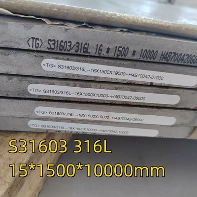 S31603 ASTM A240 AISI 316L DIN 1.4404 16*1500*10000MM NO.1 Permukaan Untuk Kapal Tekanan
