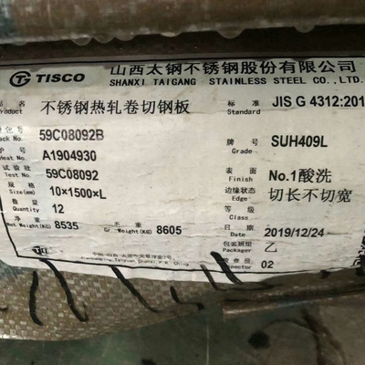 SUH409L Plat Stainless Steel 1D Selesai 3-10mm Hot Rolled Stainless Steel 409L
