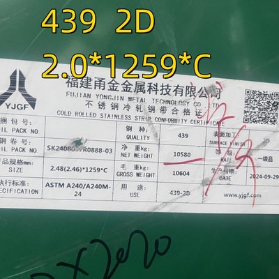 ASTM A240/A240M INOX 439 Metal Cold Rolled Stainless Steel Sheet SUS439 1.4510 2.5*1219mm