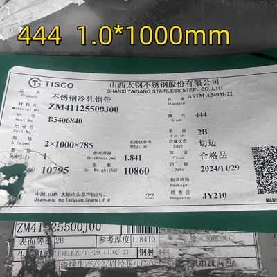 SUS444 2B S44400 EN1.4376 AISI 444 Lembar baja tahan karat 1.0* 1000mm 1219mm Lebar