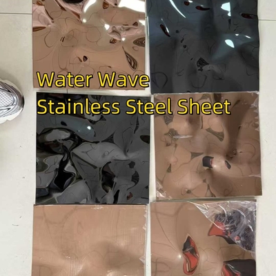 Dekorasi SUS304 stainless steel water ripple sheet panel cermin hitam dipoles