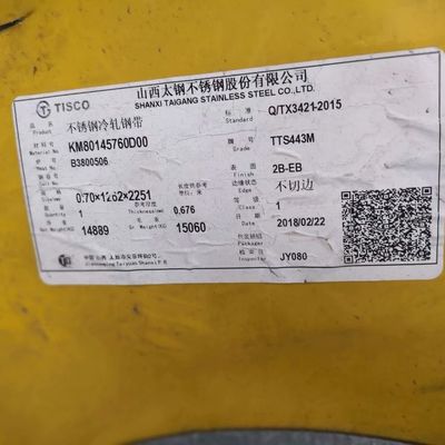 Paduan Ferritik 443 Lembar Logam Inoks Digulung Dingin SUS443 Lembar Aisi 443 Lembar Baja Tidak Karat