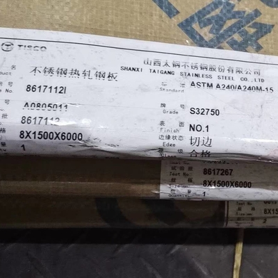 Hot Rolled Super Duplex ASTM A240 2507 S32750 Lembar baja tahan karat 8*1500*6000mm