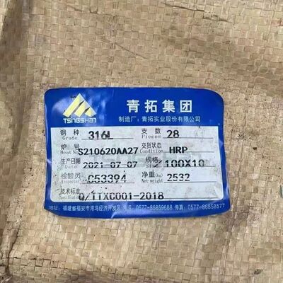 Hot Rolled (AR) 316L stainless steel Angle Bar 10 x 100 x 100 x 6 M, 316L SS Angle