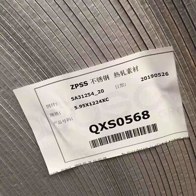 S31254 254 SMO Baja Tahan Karat Canai Panas Pelat F44 SA240 UNS S31254 Pelat 3.0*1219*2438mm