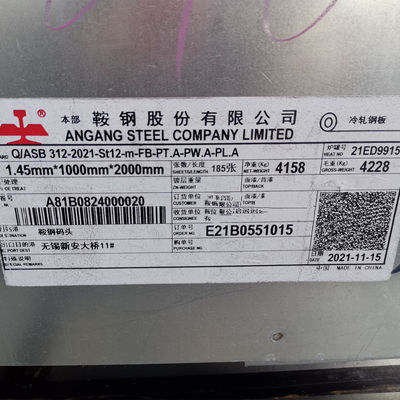 St12 ST13 DDQ Material Lembaran Baja Gulung Dingin 1.2*1500*3000mm Lembaran Baja Karbon