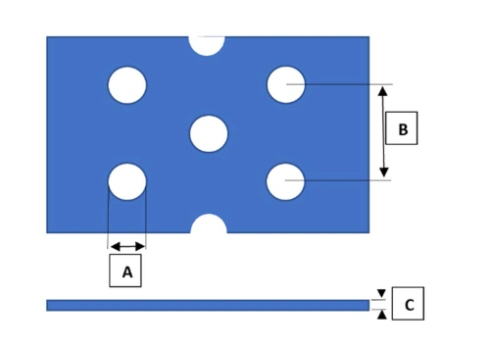 Lempeng berlubang Stainless Steel SUS316L 1.5MM THK X HOLE Ø2MM X PITCH 3MM X L1219MM X 2438MM 0